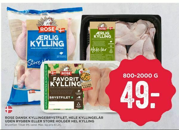 Rose Dansk Kyllingebrystfilet Hele Kyllingel R Uden Rygben Eller Store