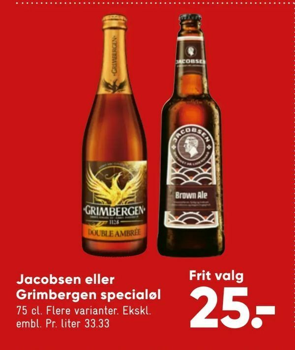 Jacobsen eller Grimbergen specialøl tilbud hos Bilka