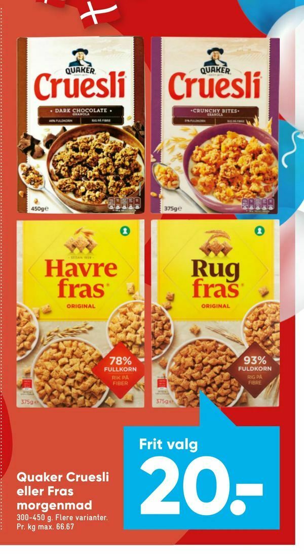 Quaker Cruesli Eller Fras Morgenmad Tilbud Hos Bilka