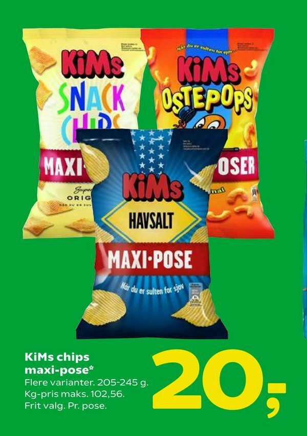 Kims Chips Maxi Pose Tilbud Hos Coop