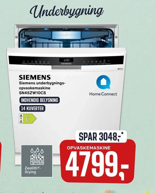 Siemens Underbygnings Opvaskemaskine Sn Zw Cs Tilbud Hos Skousen