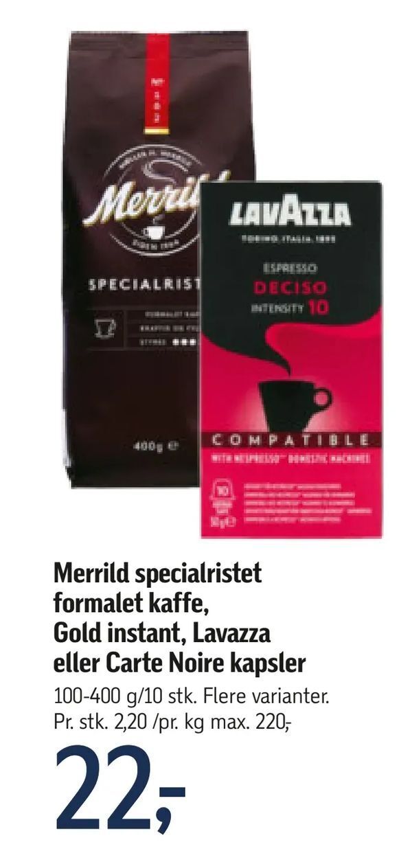 Merrild Specialristet Formalet Kaffe Gold Instant Lavazza Eller Carte