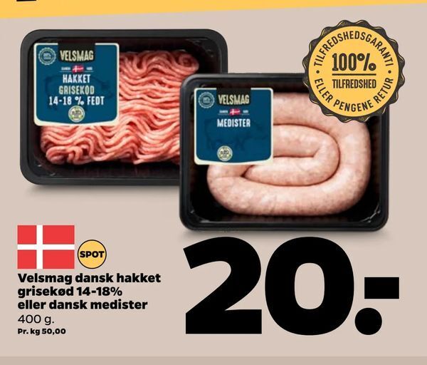 Velsmag Dansk Hakket Grisekød 14 18 Eller Dansk Medister 700 800 g