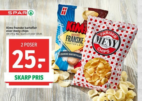 Kims Franske Kartofler Eller Meny Chips Tilbud Hos SPAR