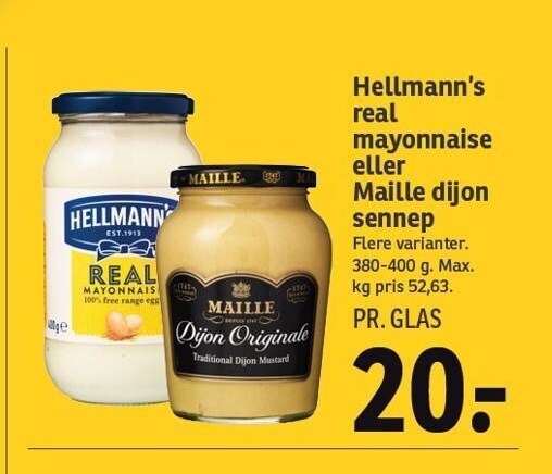 Hellmann S Real Mayonnaise Eller Maille Dijon Sennep Tilbud Hos Spar