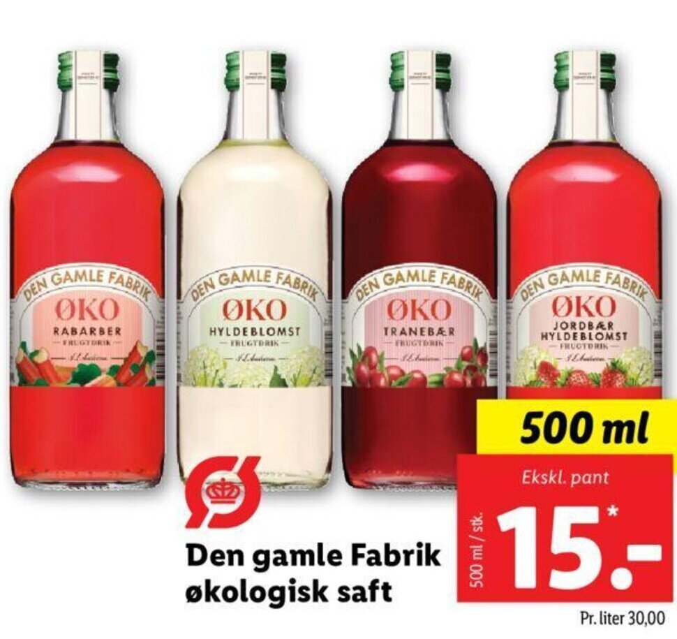 Den gamle Fabrik økologisk saft tilbud hos Lidl