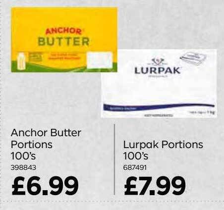 Anchor Butter Portions 100 S Lurpak Portions 100 S Offer At Bestway