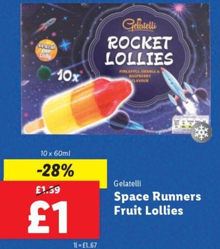 Gelatelli Space Runners Fruit Lollies Offer At Lidl