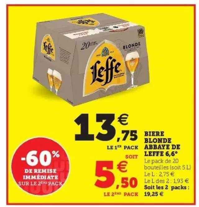 Promo Bière Blonde Abbaye De Leffe 6 6 chez Hyper U