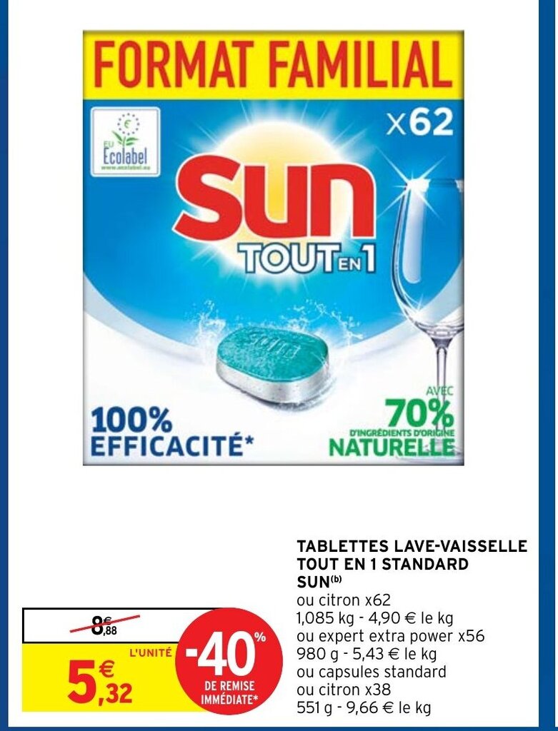 Promo Sun Tablettes Lave Vaisselle Tout En Standard Chez Intermarch