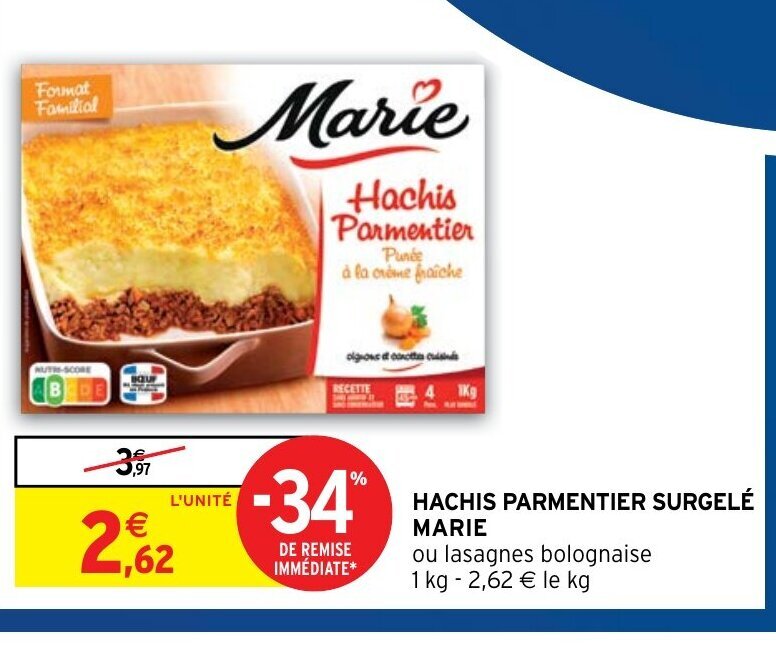 Promo Marie Hachis Parmentier Surgel Chez Intermarch Hyper