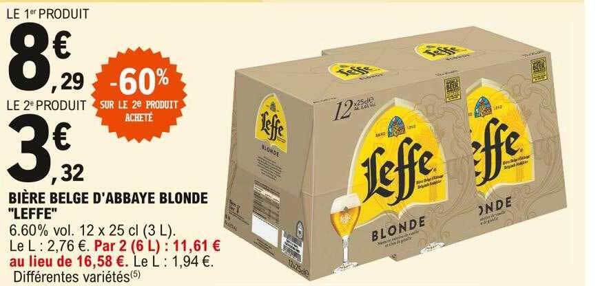 Promo Bière Belge D abbaye Blonde chez E Leclerc