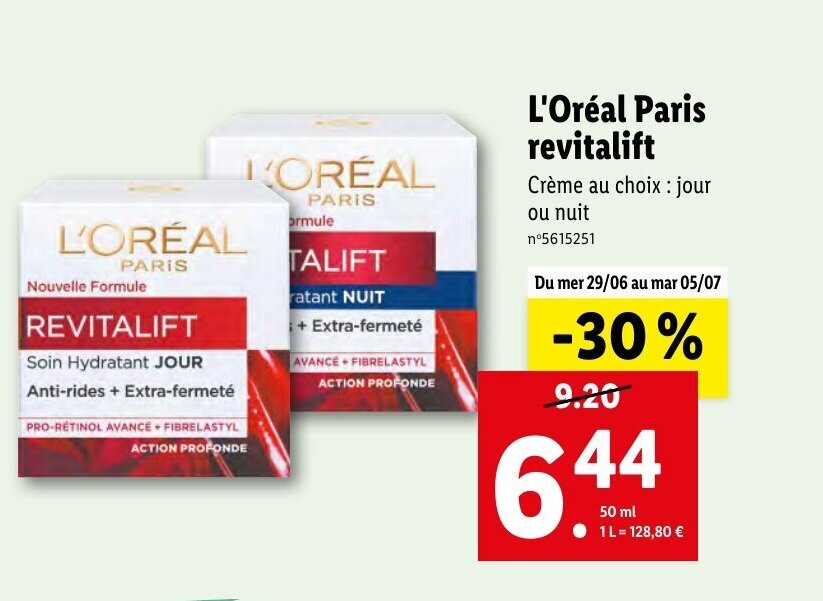 Promo l Oréal Paris Revitalift chez Lidl