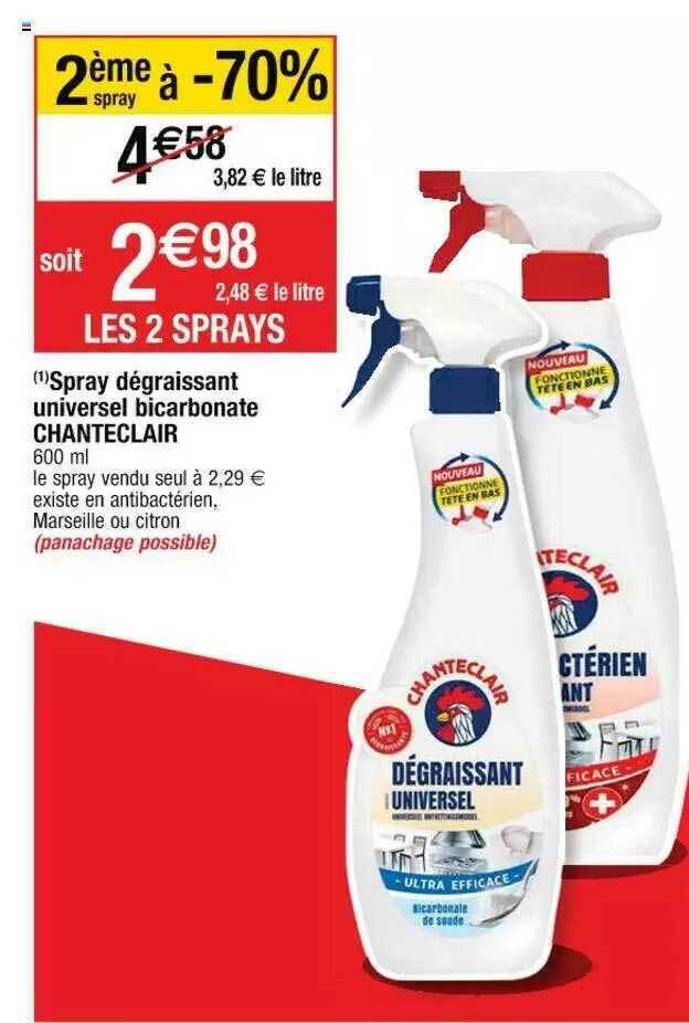 Promo Spray Dégraissant Universel Bicarbonate Chanteclair chez Cora