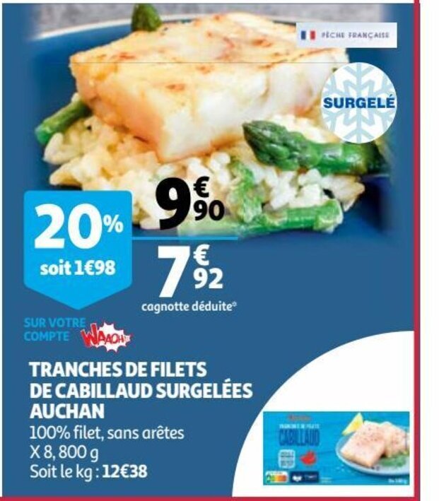 Promo Tranches De Filets De Cabillaud Surgel Es Auchan Chez Auchan