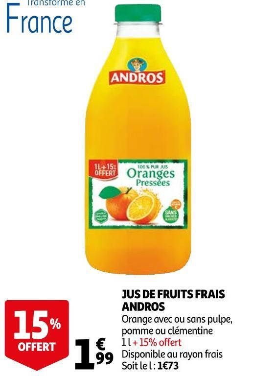 Promo Andros Jus De Fruits Frais Chez Auchan