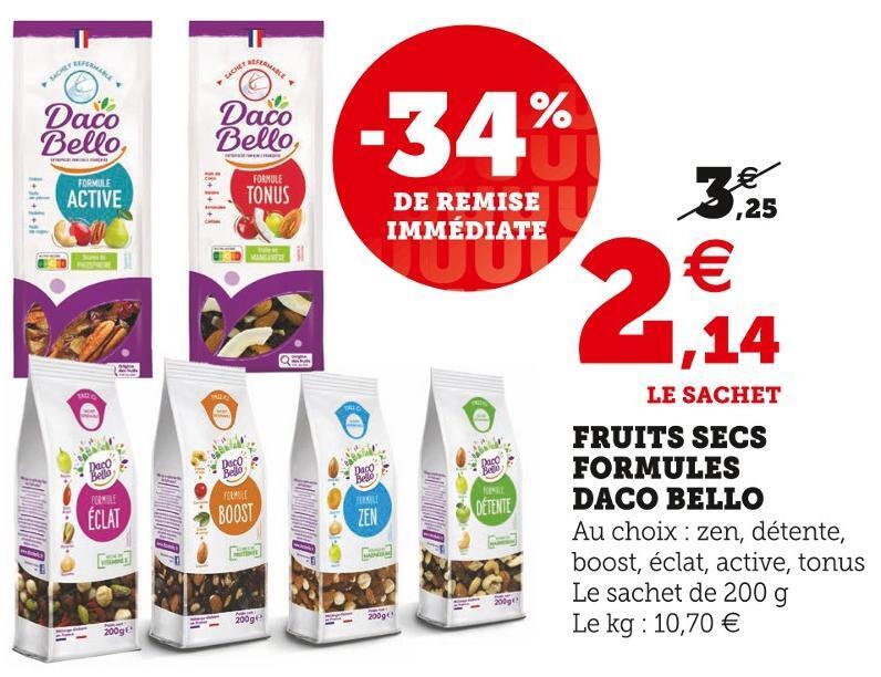 Promo Daco Bello Fruits Secs Formules Chez U Express