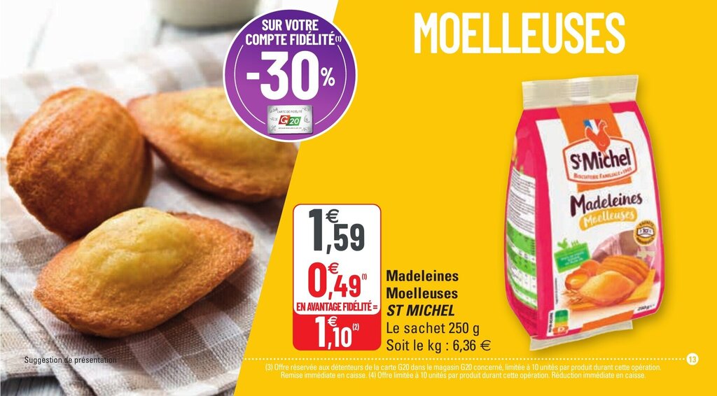 Promo St Michel Madeleines Moelleuses Chez G