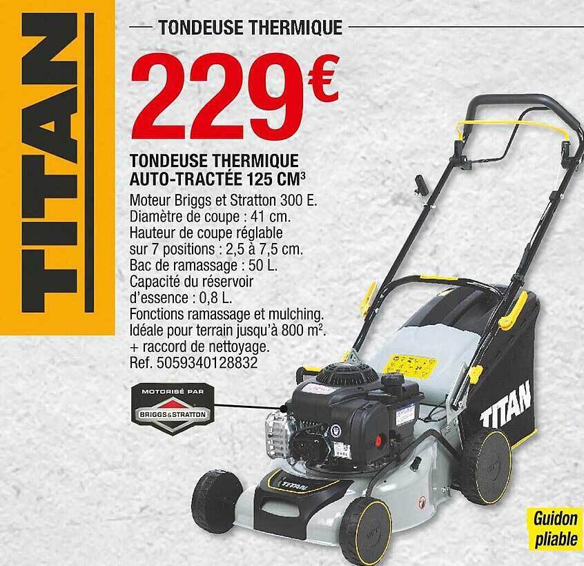 Promo Tondeuse Thermique Auto Tract E Cm Titan Chez Brico D P T