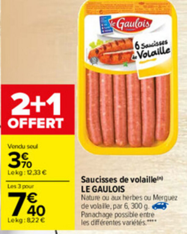 Promo Saucisses De Volaille Chez Carrefour