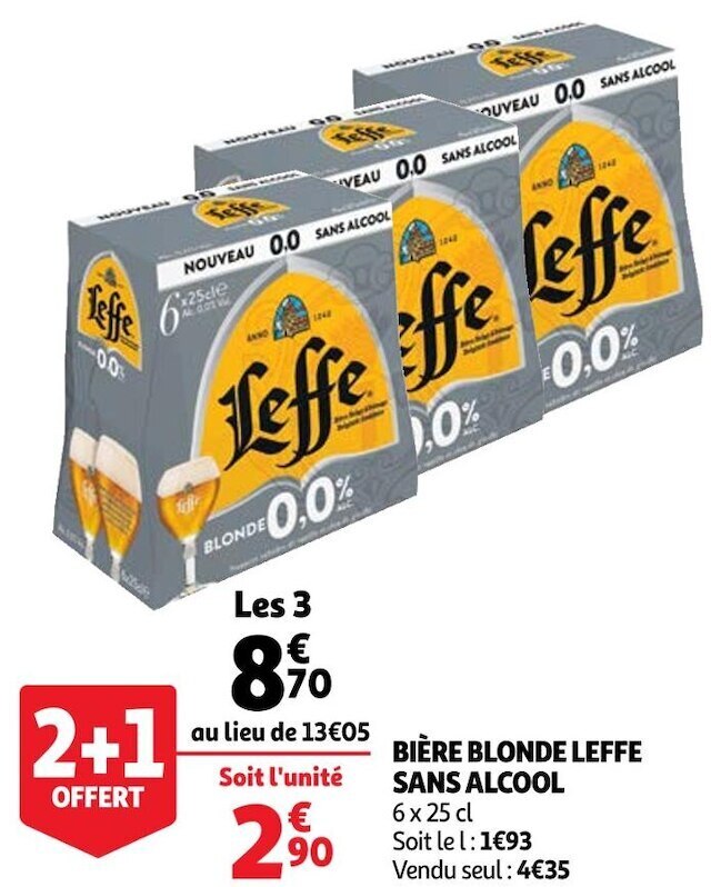 Promo Leffe Bi Re Blonde Sans Alcool Chez Auchan