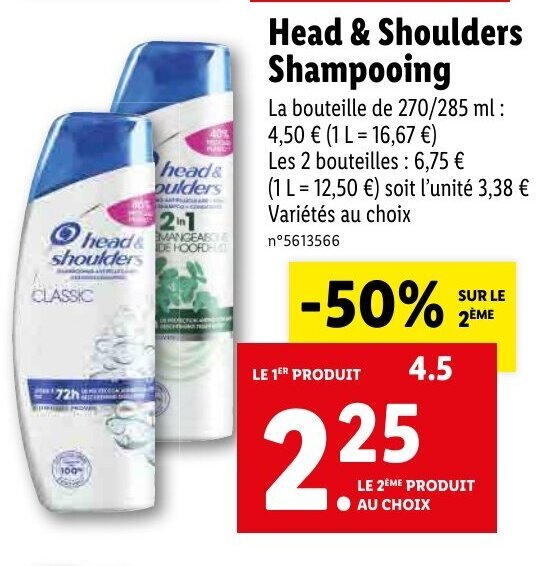 Promo Head Shoulders Shampooing Chez Lidl