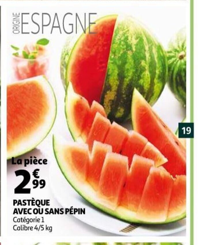 Promo Pastèque Avec Ou Sans Pépin chez Auchan