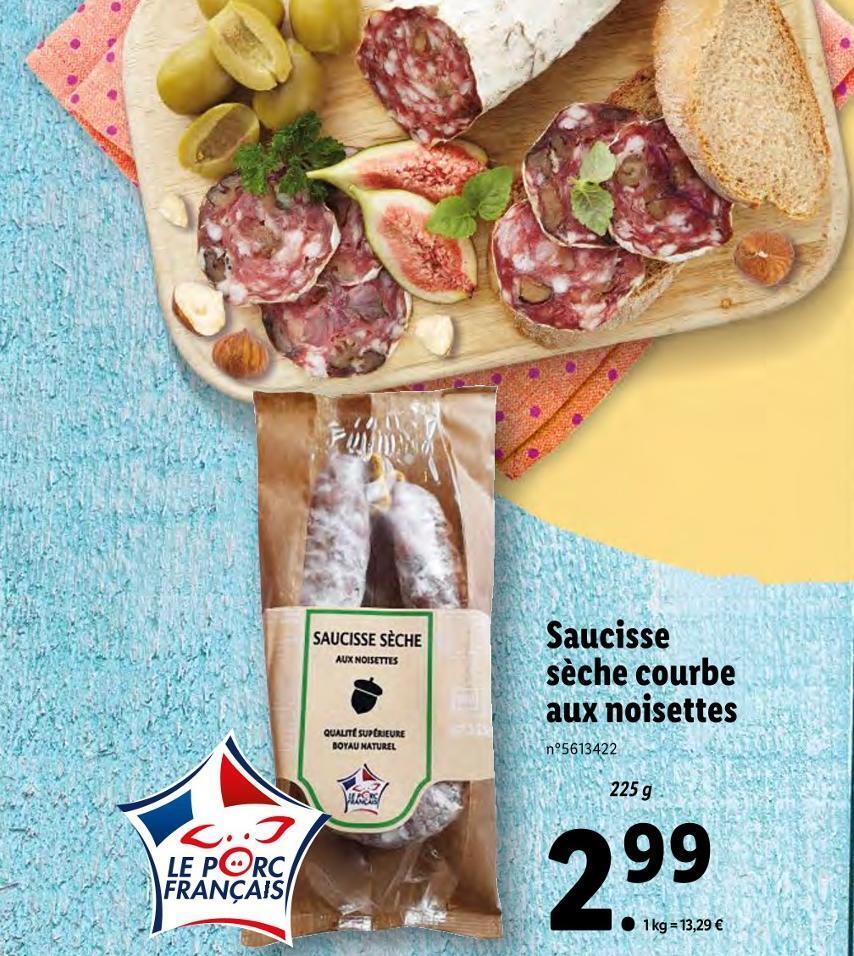 Promo Saucisse sèche courbe aux noisettes chez Lidl