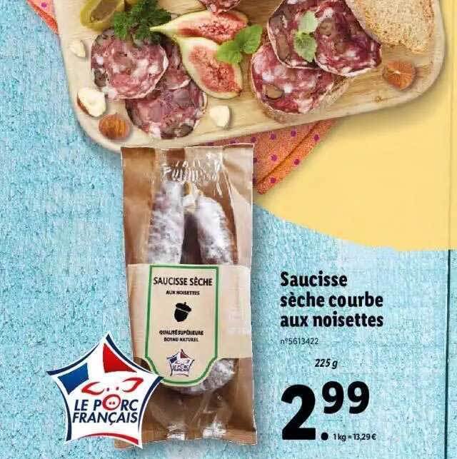 Promo Saucisse S Che Courbe Aux Noisettes Chez Lidl