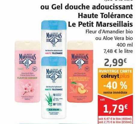 Promo Gel Douche Adoucissant Haute Tolérance Le Petit Marseillais chez