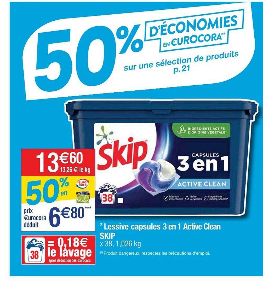 Promo Lessive Capsules En Active Clean Skip Chez Cora