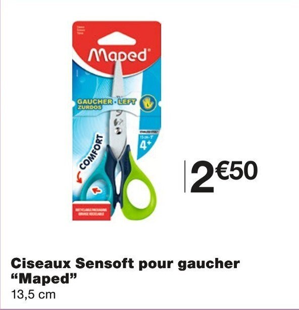 Promo Maped Ciseaux Sensoft Pour Gaucher Chez Monoprix