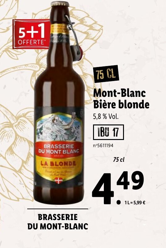 Promo Mont blanc bière blonde chez Lidl