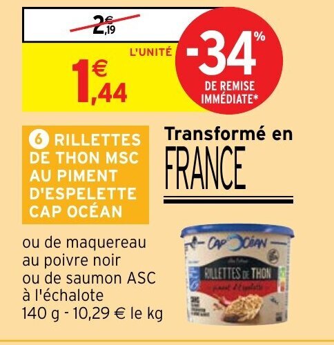 Promo Rillettes De Thon Msc Au Piment D Espelette Cap Oc An Chez