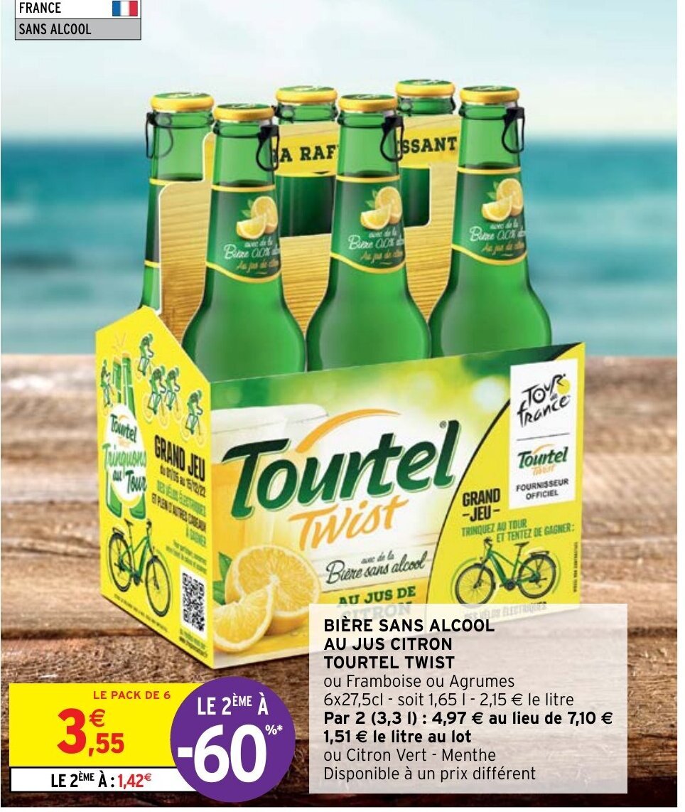 Promo Tourtel Twist bière Sans Alcool Au Jus Citron chez Intermarché Hyper