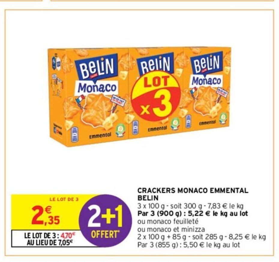 Promo Crackers Monaco Emmental Belin Chez Intermarch