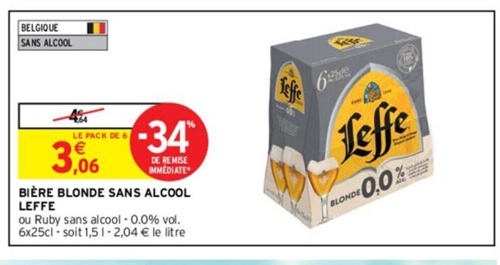 Promo Bi Re Blonde Sans Alcool Leffe Chez Intermarch