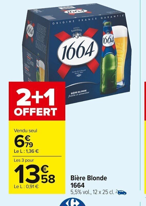 Promo 1664 Bière Blonde chez Carrefour Market