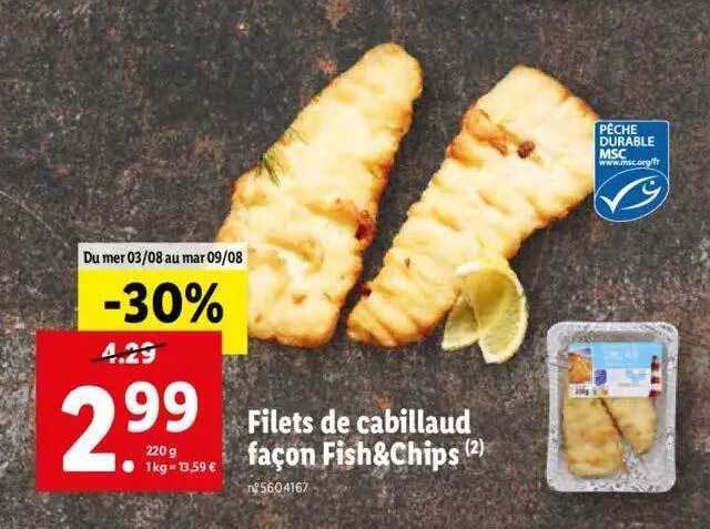 Promo Filets De Cabillaud Fa On Fish Chips Chez Lidl