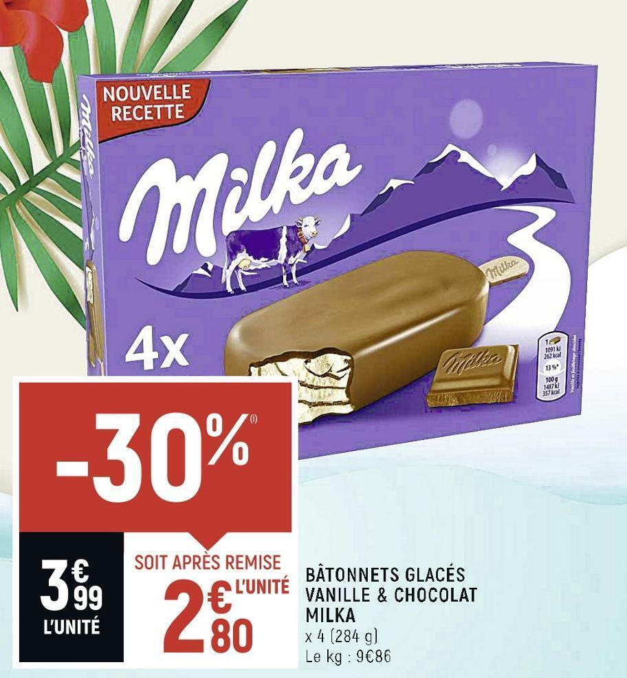 Promo Milka bâtonnets glacés vanille chocolat chez Spar