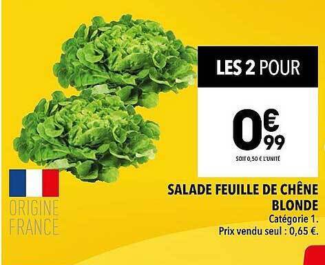 Promo Salade Feuille De Ch Ne Blonde Chez Supeco