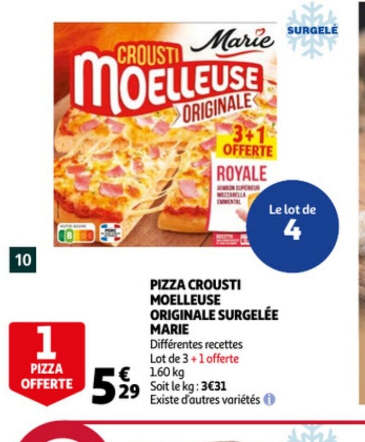 Promo Marie Pizza Crousti Moelleuse Originale Surgelée chez Auchan