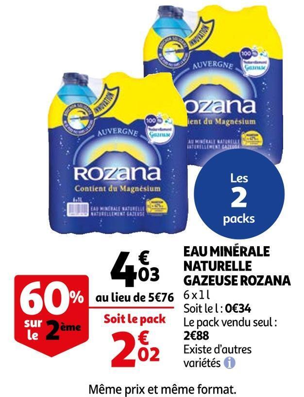 Promo Rozana eau minérale naturelle gazeuse chez Auchan