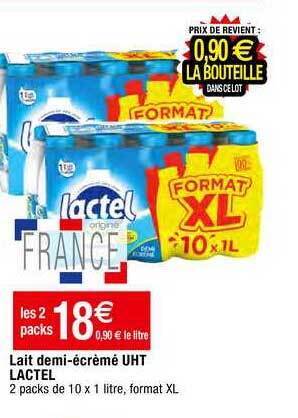 Promo Lait Demi Cr M Uht Lactel Chez Migros