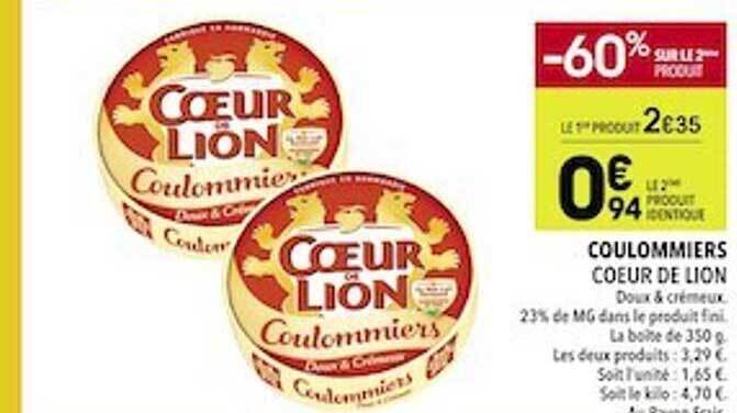 Promo Coulommiers Coeur De Lion Sur Le Me Chez Supeco