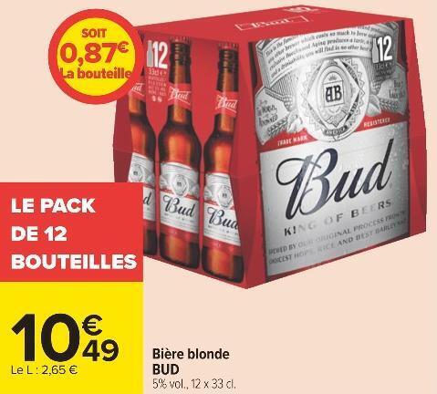 Promo Bud Bi Re Blonde Chez Carrefour