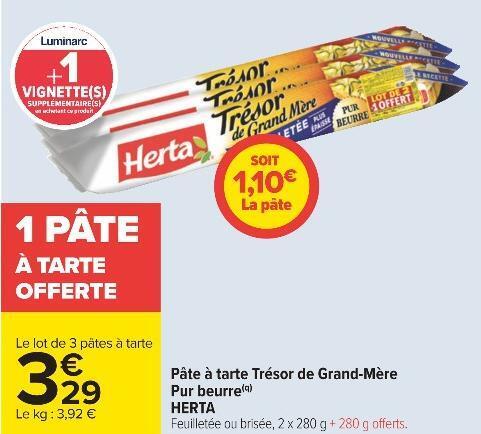 Promo Herta P Te Tarte Tr Sor De Grand M Re Pur Beurre Chez Carrefour