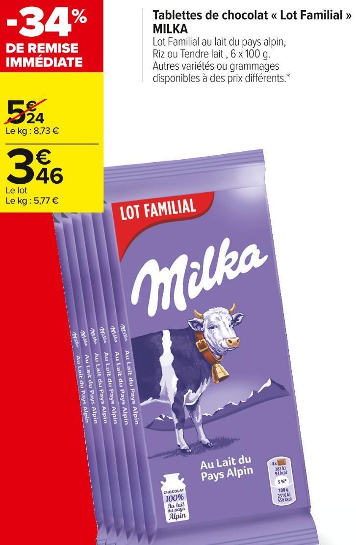 Promo Milka Tablettes De Chocolat Lot Familial Chez Carrefour Market