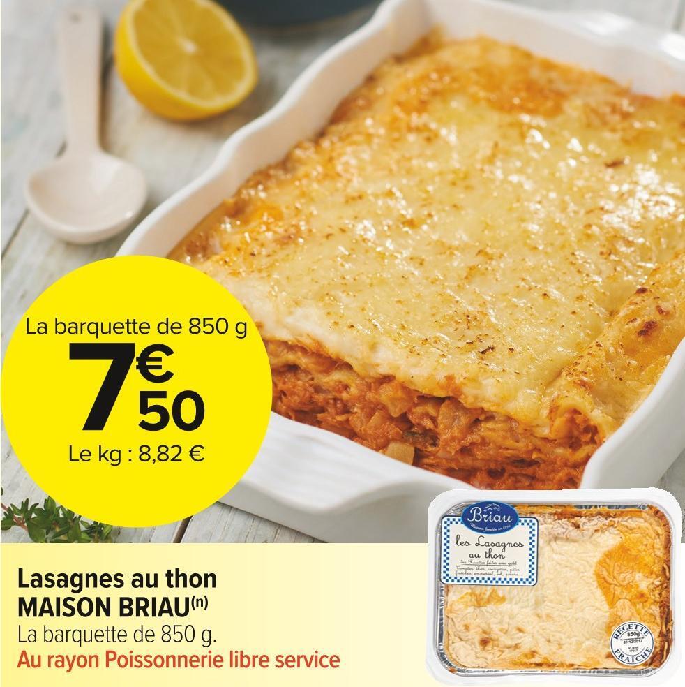 Promo Maison Briau Lasagnes Au Thon Chez Carrefour Market