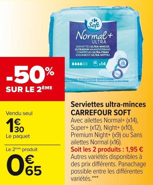 Promo Carrefour Soft Serviettes Ultra Minces Chez Carrefour Market